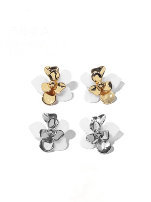 ACCA Brass Resin Flower Vintage Stud Earring 0