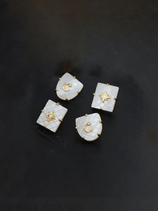 Five Color Brass Shell Geometric Minimalist Stud Earring 0