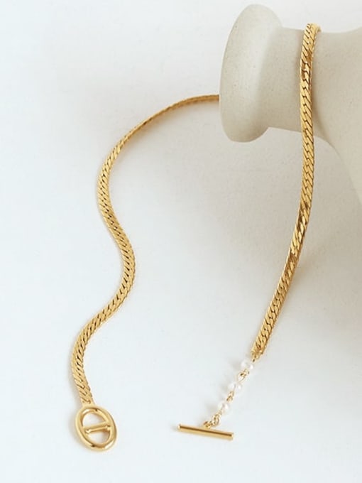 ACCA Brass Imitation Pearl Geometric Vintage Necklace