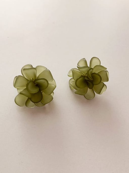 Retro Green S925 silver needle Resin Flower Vintage Stud Earring/Multi-Color Optional