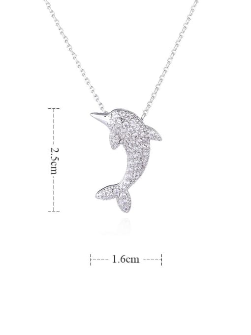 YILLIN Brass Cubic Zirconia Dolphin Minimalist Necklace 4