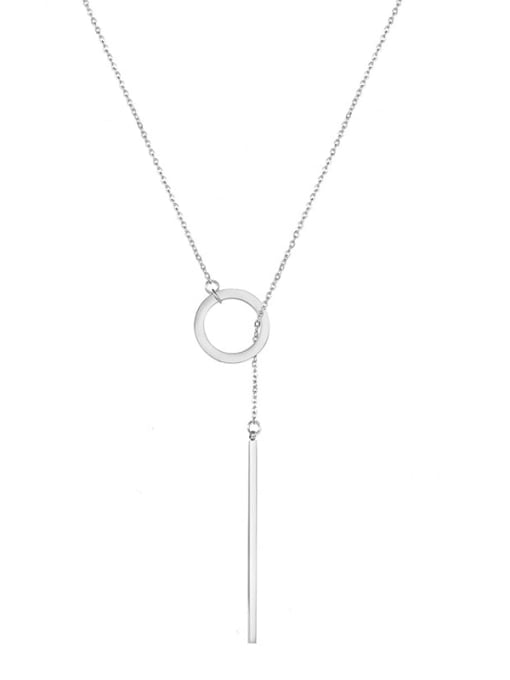 Desoto Stainless steel Rectangle Minimalist Link Necklace 2