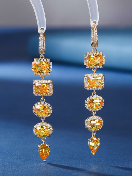 6 Brass Cubic Zirconia Multi Color Geometric Luxury Cluster Earring