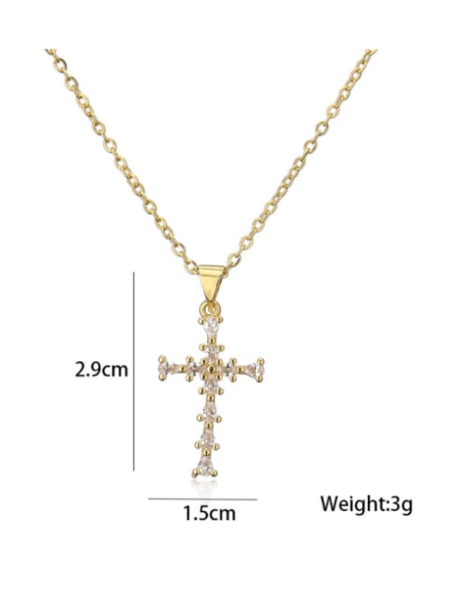 AOG Brass Cubic Zirconia Cross Vintage Necklace 4
