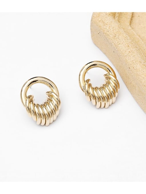 14K  gold Copper Smooth Geometric Minimalist Huggie Trend Korean Fashion Earring