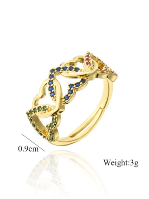 AOG Brass Cubic Zirconia Heart Vintage Band Ring 3