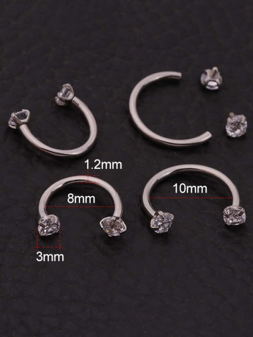 HISON Stainless steel Cubic Zirconia Geometric Cute Lip Rings&Lip studs (Single-Only One) 3