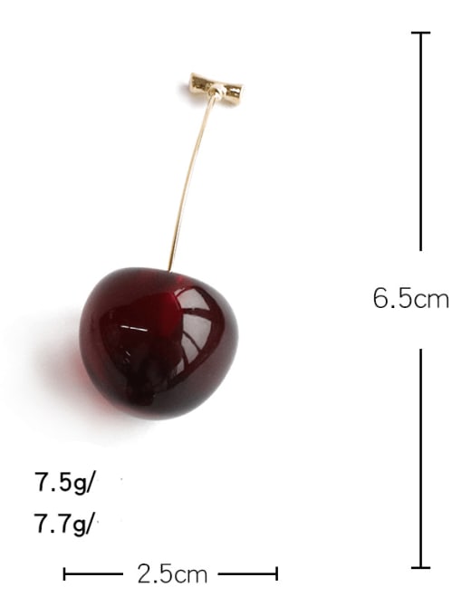 ACCA Brass Garnet Friut Cherry Minimalist Drop Earring 2