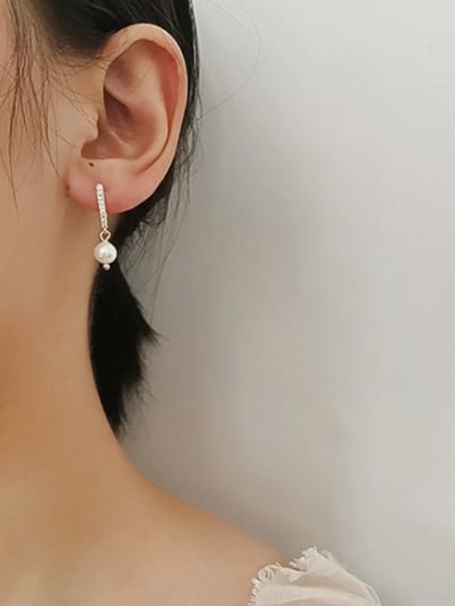 HYACINTH Copper Cubic Zirconia Geometric Minimalist Drop Trend Korean Fashion Earring 1
