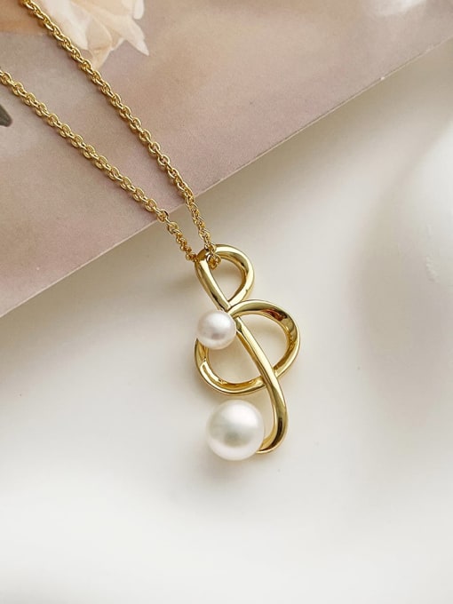 Notes Freshwater Pearl Necklace Brass Freshwater Pearl Geometric Dainty Necklace
