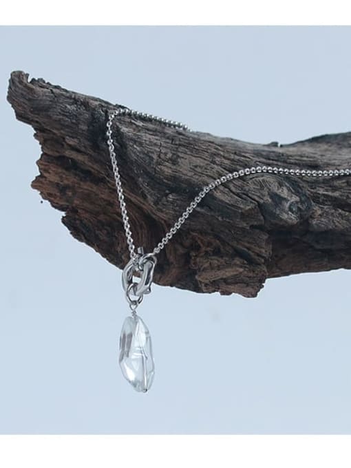 TINGS Brass Hip Hop  Transparent  Natural stone Long OT buckle Lariat Necklace 3