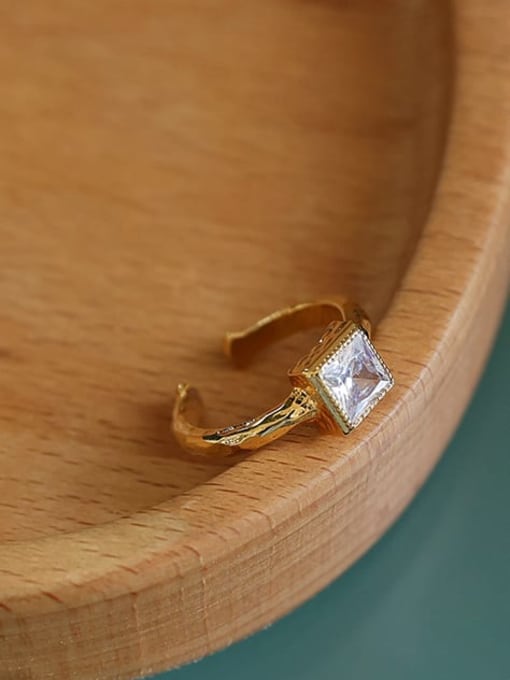 Five Color Brass Cubic Zirconia Geometric Minimalist Band Ring 1