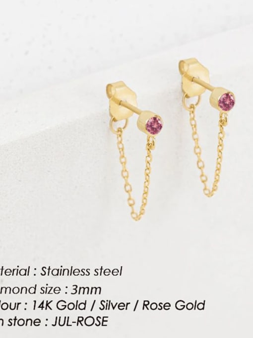July Rose Stainless steel Cubic Zirconia Tassel Dainty Stud Earring
