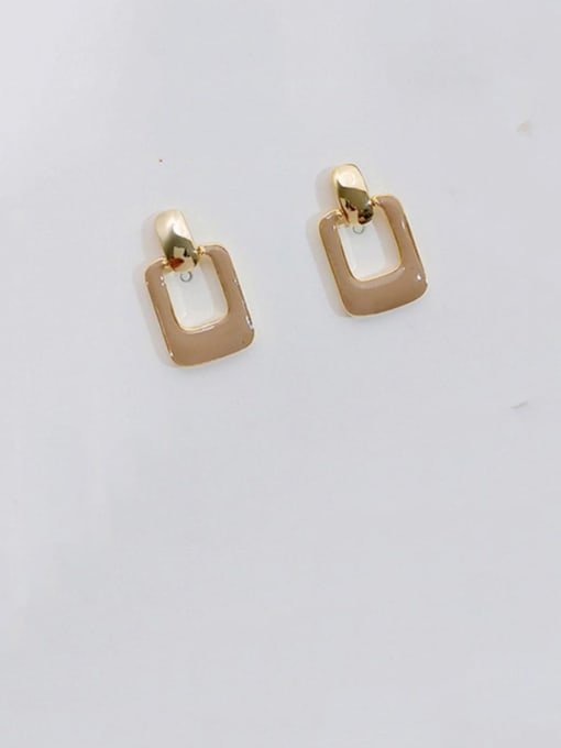 khaki Copper Enamel Geometric Minimalist Stud Trend Korean Fashion Earring