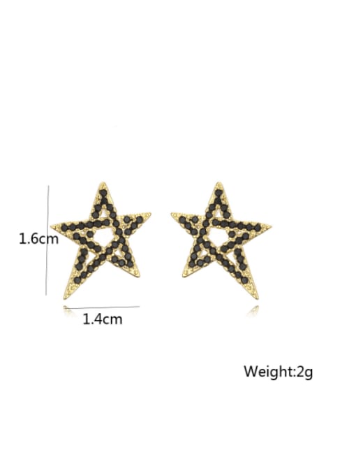 41903 Brass Cubic Zirconia Pentagram Hip Hop Stud Earring