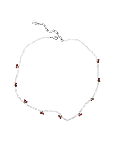 necklace 40cm+6cm Titanium Steel Glass beads Friut Trend Necklace