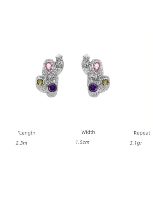TINGS Brass Cubic Zirconia Hip Hop Cactus Earring and Necklace Set 4
