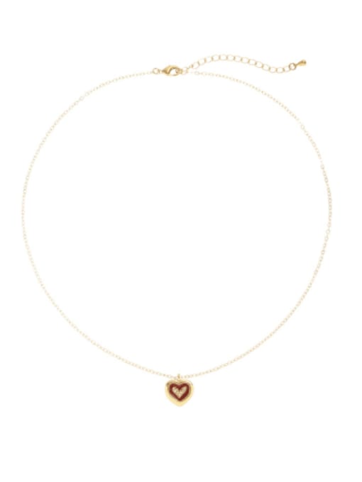 Love pendant Brass Cubic Zirconia Heart Minimalist Necklace