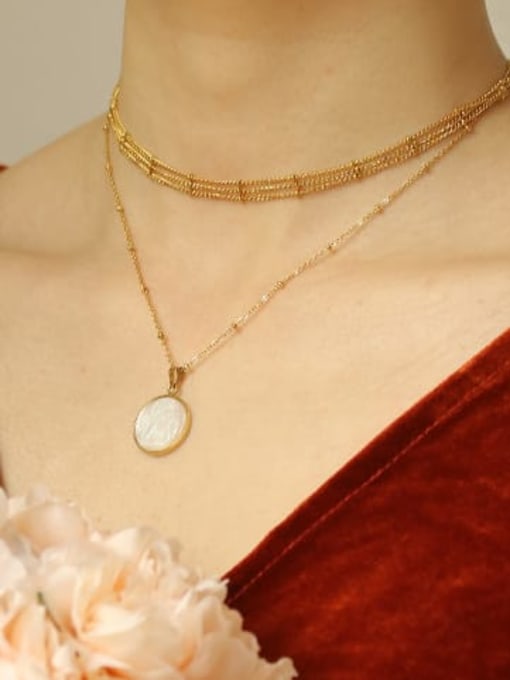 ACCA Brass Shell Oval Vintage Pendant Necklace 2