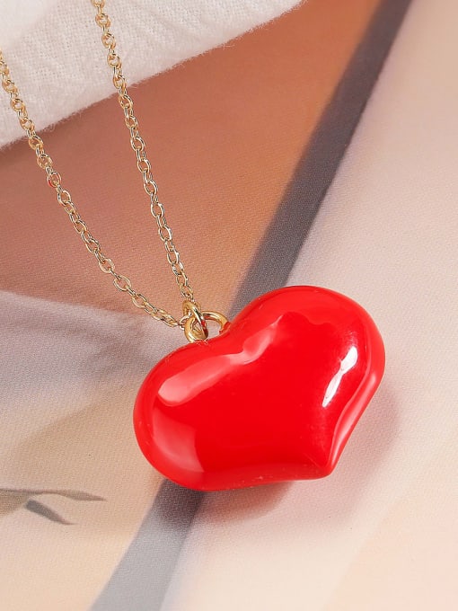 AOG Brass Enamel Heart Minimalist Necklace 1