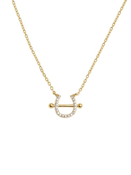 HYACINTH Brass Cubic Zirconia Geometric Minimalist Trend Korean Fashion Necklace 0