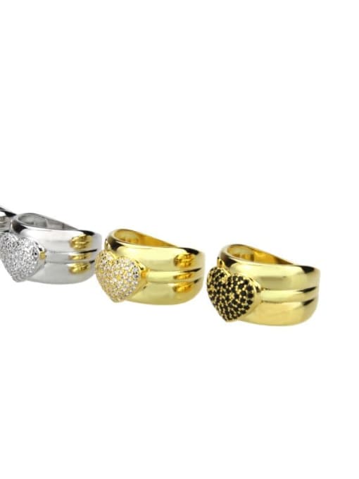 renchi Brass Cubic Zirconia Heart Luxury Band Ring 0