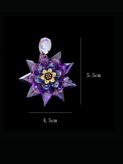 SUUTO Zinc Alloy Glass Stone Flower Luxury Cluster Earring 2