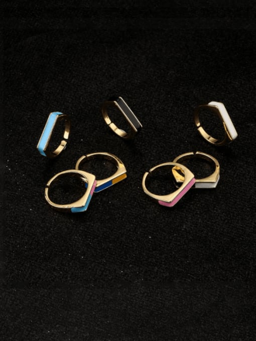AOG Brass Enamel Geometric Minimalist Band Ring