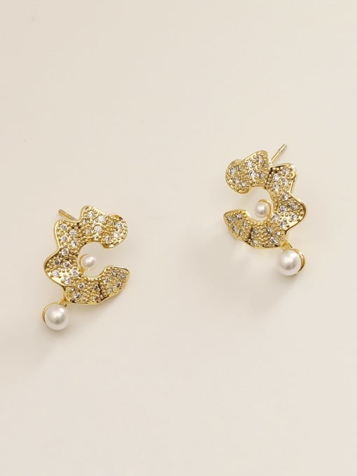 HYACINTH Brass Cubic Zirconia Geometric Vintage Drop Trend Korean Fashion Earring 1