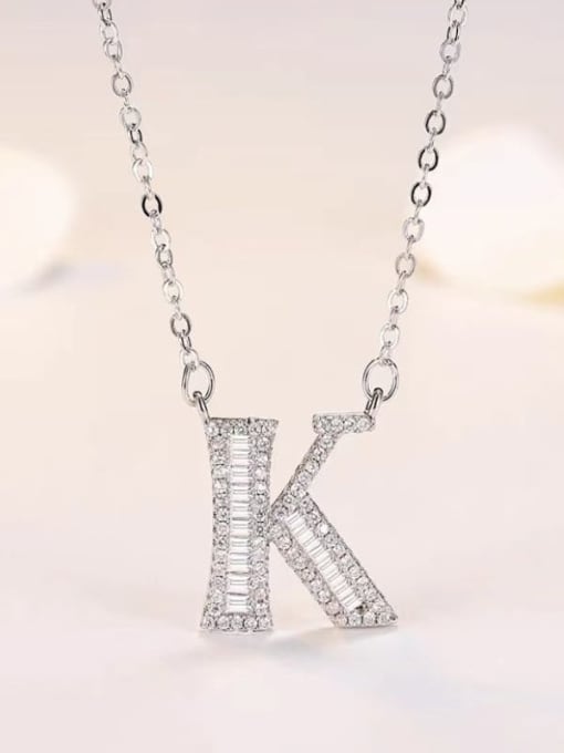 XL60392 K Brass Cubic Zirconia Letter Minimalist Necklace