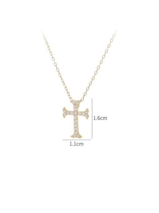 YOUH Brass Cubic Zirconia Cross Dainty Necklace 2