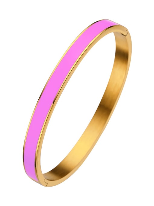 6MM gold pink Stainless steel Enamel Round Minimalist Band Bangle