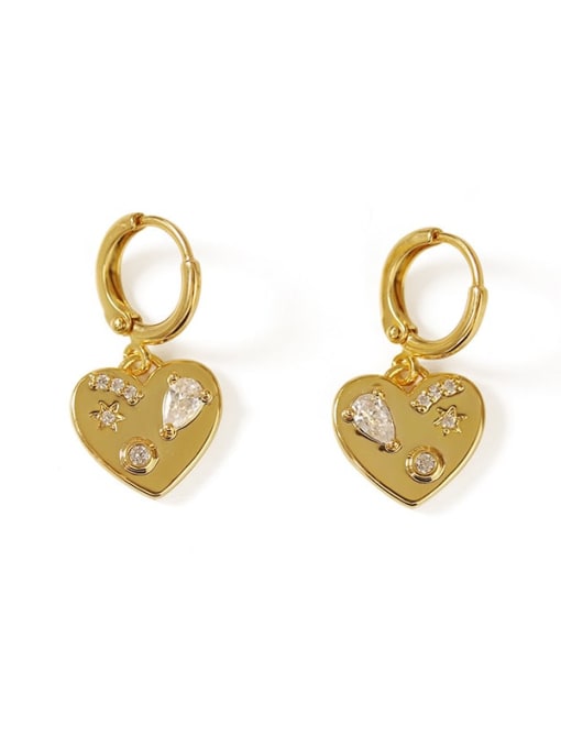 ACCA Brass Cubic Zirconia Heart Vintage Huggie Earring 3