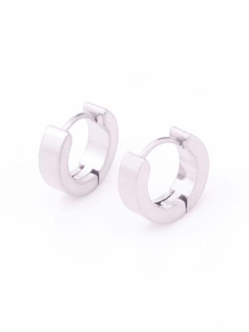 Steel color Stainless steel  Smooth Geometric Minimalist Huggie Earring