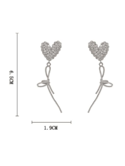 white K Brass Cubic Zirconia Heart Minimalist Drop Earring