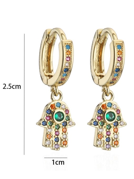 AOG Brass Cubic Zirconia Hand Of Gold Vintage Huggie Earring 2