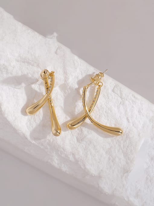 14k gold Brass Geometric Minimalist Drop Earring