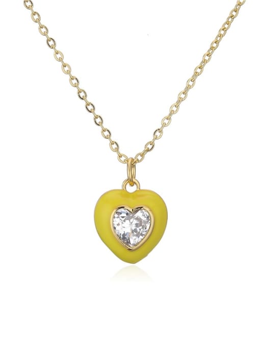 21113 Brass Rhinestone Enamel  Trend Heart Pendant Necklace
