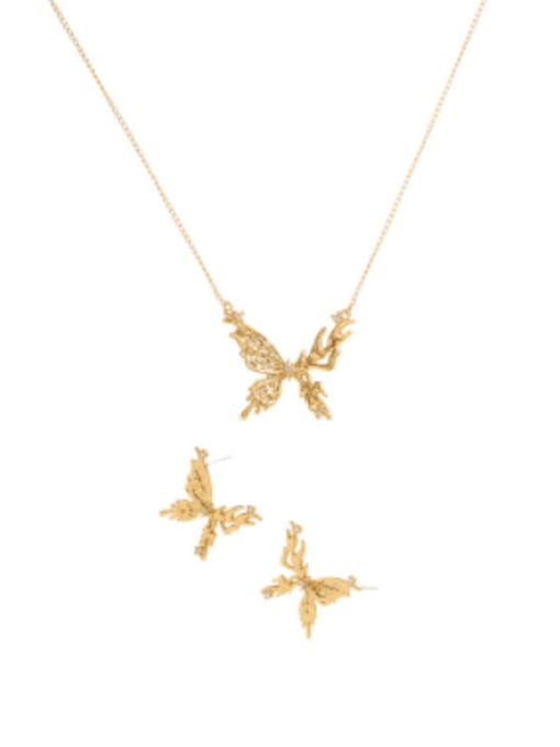 Five Color Brass Hollow  Butterfly Minimalist Necklace 0