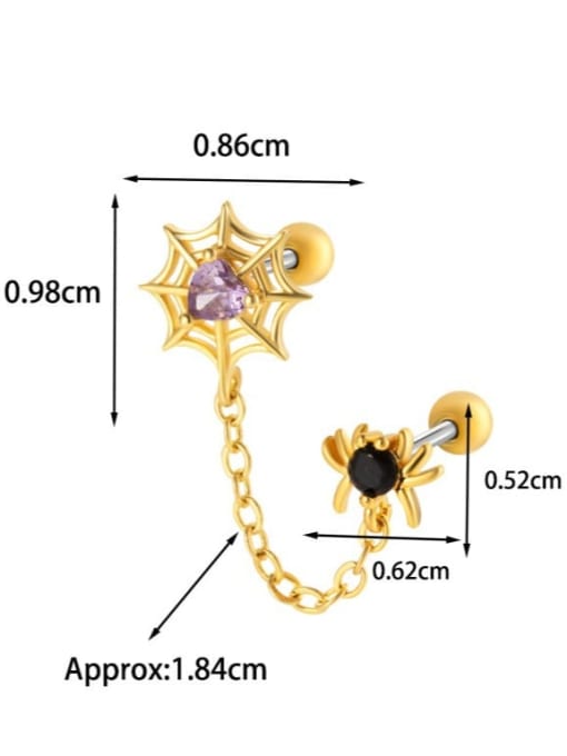 HISON Brass Cubic Zirconia Heart Chain Tassel Minimalist Single Earring 2