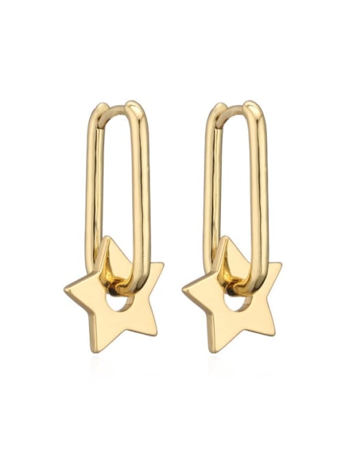 40751 Brass Cubic Zirconia Five-pointed starVintage Huggie Earring