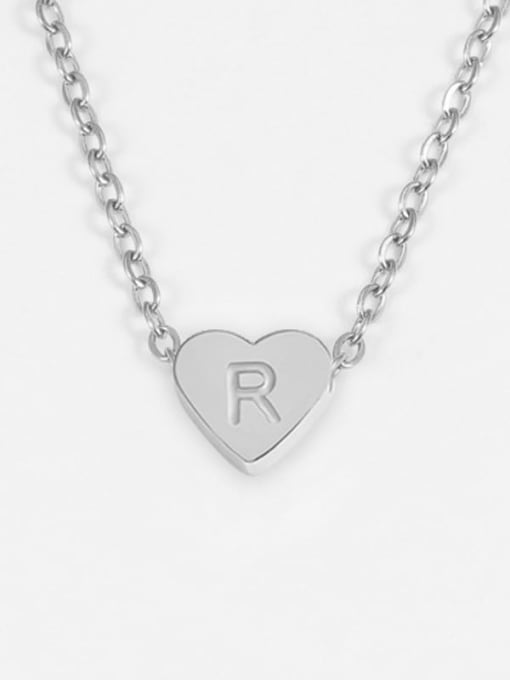R steel color Stainless steel Letter Minimalist Necklace