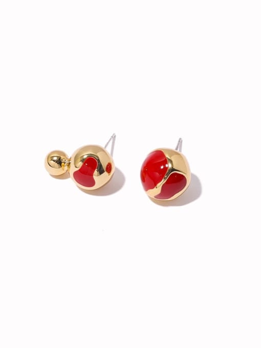 Oil dropping Earrings Brass Enamel Ball Minimalist Stud Earring