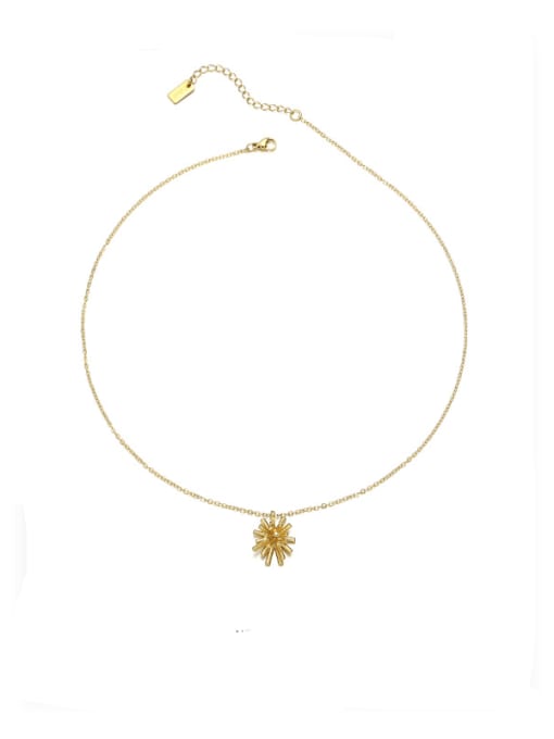 Flower necklace 43cm+6cm Brass Cubic Zirconia Flower Vintage Necklace