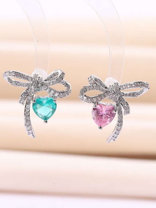 Seven Colors Brass Cubic Zirconia Butterfly Luxury Cluster Earring