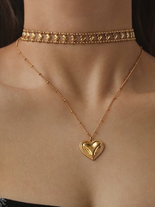 ACCA Brass Heart Vintage Pendant Necklace 1
