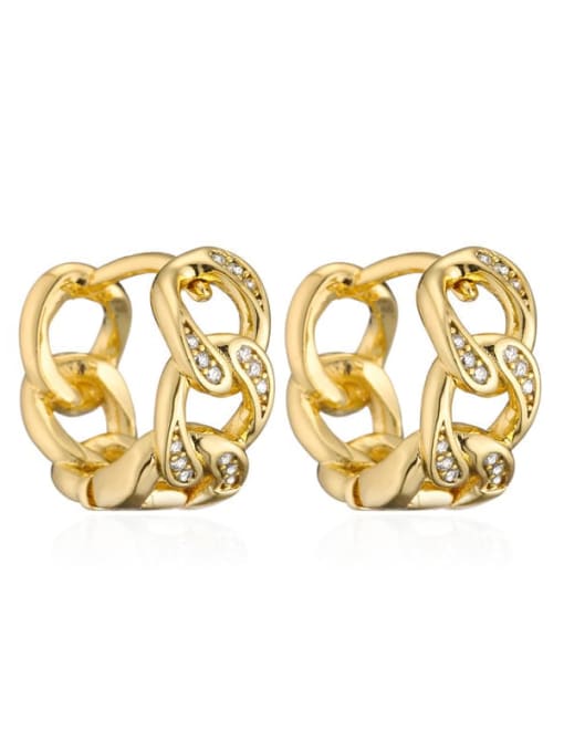 40670 Brass Cubic Zirconia Geometric Vintage Huggie Earring