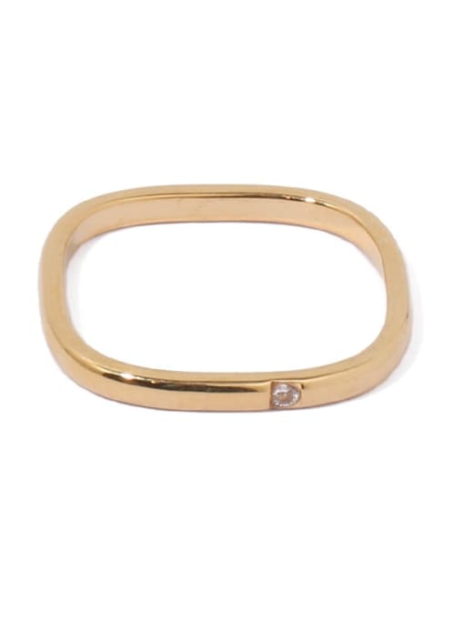golden Brass Rhinestone Geometric Minimalist Band Ring
