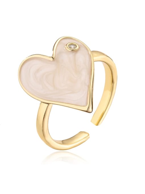 12536 Brass Enamel Heart Minimalist Band Ring