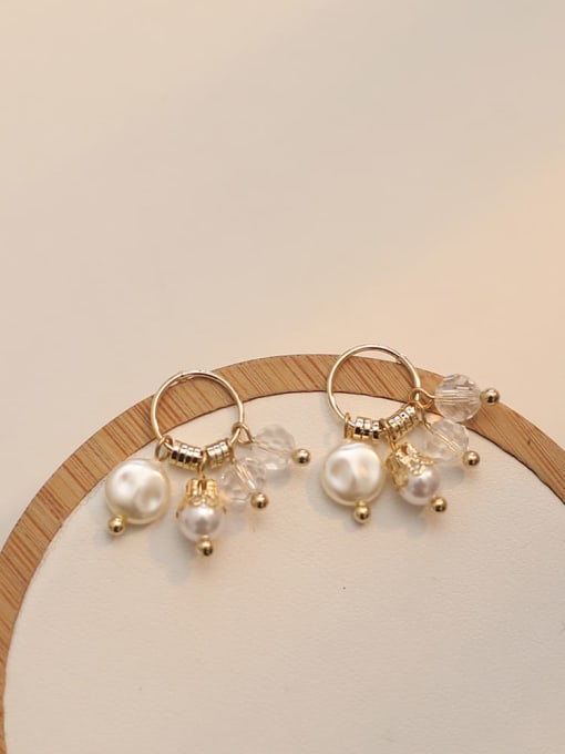 HYACINTH Copper Imitation Pearl Geometric Minimalist Huggie Trend Korean Fashion Earring 2